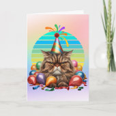 Funny Party Cat Geburtstagskarte Karte (Vorderseite)