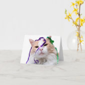 Funny Party Cat Karte (Gelbe Blume)