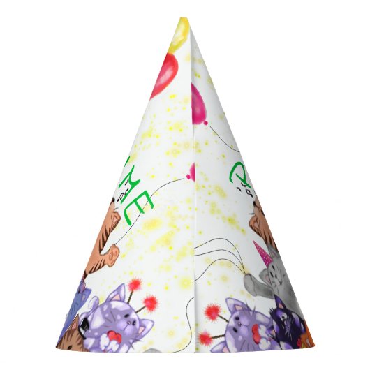 Funny Party Hat mit Happy Cat Party - Benutzerdefi Partyhütchen (Rückseite)