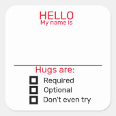 Funny Party Name Tag Abzeichen Sticker Hugs (Vorderseite)