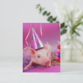 Funny Party Pig Postkarte (Stehend Vorderseite)