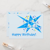 Funny Party Star und Dots Abstrakt Happy Geburtsta Karte (Vorderseite/Rückseite Beispiel)
