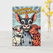 Funny Party Tiere Niedlich Happy Geburtstag Karte (Gelbe Blume)