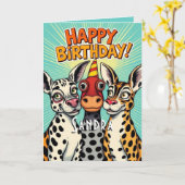 Funny Party Tiere Niedlich Happy Geburtstag Karte (Gelbe Blume)