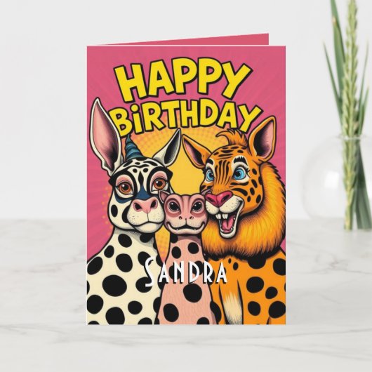 Funny Party Tiere Niedlich Happy Geburtstag Karte (Vorderseite)
