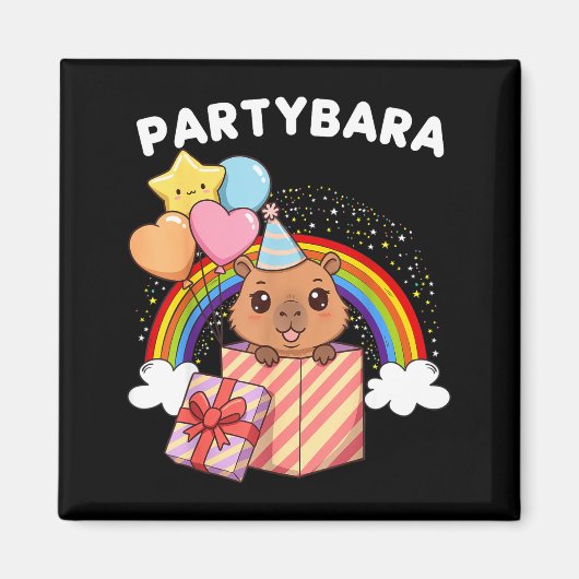 Funny Partybara Capybara Happy Birthday Kids Boys  Magnet (Vorne)
