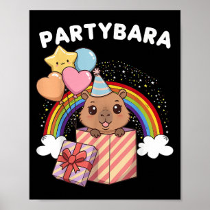 Funny Partybara Capybara Happy Birthday Kids Boys Poster