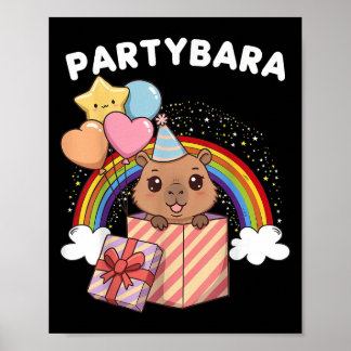 Funny Partybara Capybara Happy Birthday Kids Boys Poster