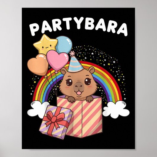 Funny Partybara Capybara Happy Birthday Kids Boys Poster (Vorne)