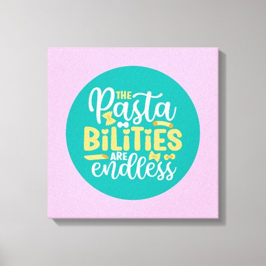 Funny Pasta Pun Pastel Kitchen Typografie Leinwanddruck (Vorderseite)