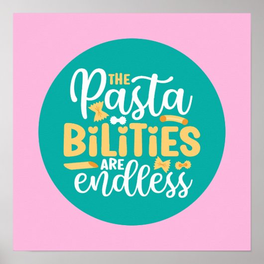 Funny Pasta Pun Pastel Kitchen Typografie Poster (Vorne)