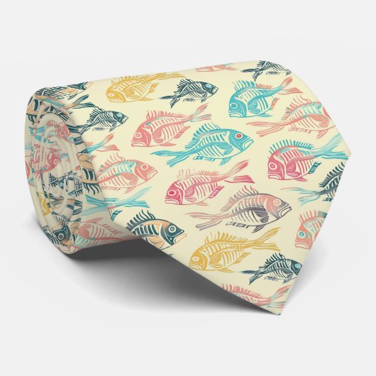 Funny Pastel Fishbone Neck Tie Krawatte (Gerollt)
