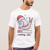 Funny Pastel Lazy Snail Christmas Loading Holiday T-Shirt (Vorderseite)
