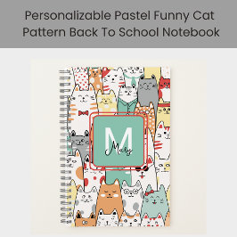 Funny Pastor Cats Back to School Monogram Name on Notizblock