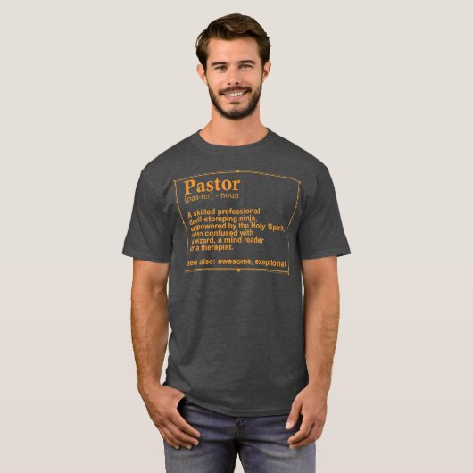 Funny Pastor Definition Geschenk Christliche Predi T-Shirt (Vorne ganz)