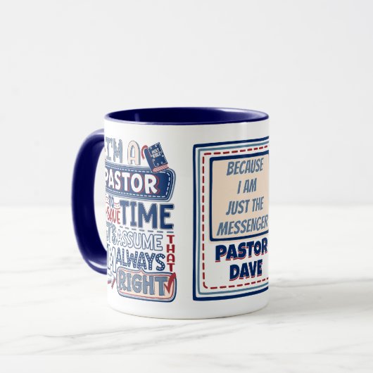 Funny Pastor immer rechts Christlicher Spaß Tasse (Vorderseite Links)