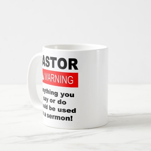 Funny Pastor Warning Christlich Kaffeetasse (Vorderseite Links)
