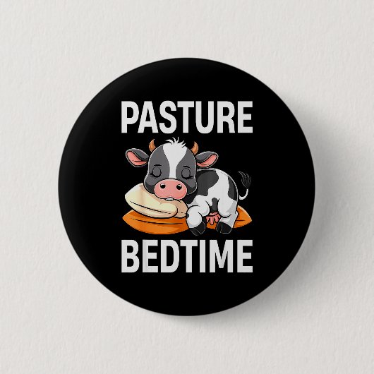 Funny Pasture Bedtime Cute Cow Pajamas Pj Sleep Button (Vorderseite)