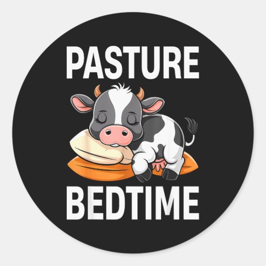 Funny Pasture Bedtime Cute Cow Pajamas Pj Sleep  Runder Aufkleber (Vorderseite)