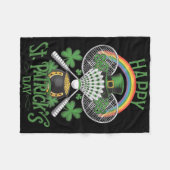 Funny Patricks Day Badminton Costume Four-leaf Clo Fleecedecke (Vorderseite (Horizontal))