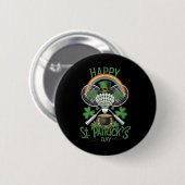 Funny Patricks Day Badminton Kostüm Vierblatt Clo Button (Vorne & Hinten)