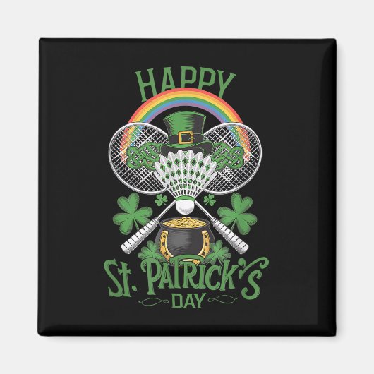 Funny Patricks Day Badminton Kostüm Vierblatt Clo Magnet (Vorne)