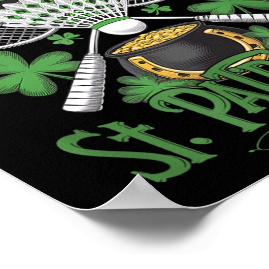 Funny Patricks Day Badminton Kostüm Vierblatt Clo Poster (Ecke)