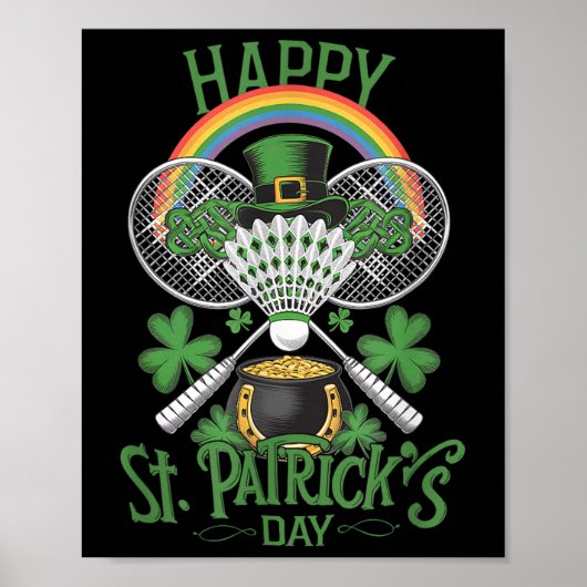Funny Patricks Day Badminton Kostüm Vierblatt Clo Poster (Vorne)