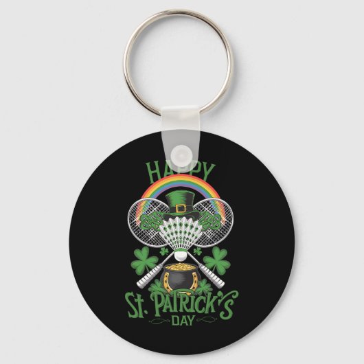 Funny Patrick's Day Dminton Kostüm Vierblatt Clov Schlüsselanhänger (Vorderseite)