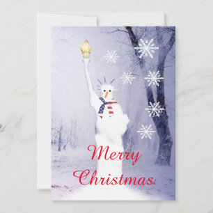 Funny Patriotic American snowman Xmas Feiertagskarte