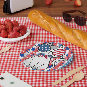 Funny Patriotic Cat Paper Plate Pappteller