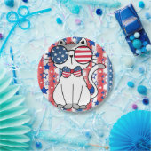 Funny Patriotic Cat Paper Plate Pappteller (Party)
