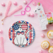 Funny Patriotic Cat Paper Plate Pappteller (Party)