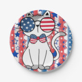 Funny Patriotic Cat Paper Plate Pappteller (Vorderseite)