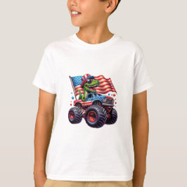 Funny Patriotic Dinosaur T Rex auf Monster Truck T-Shirt