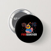 Funny Patriotic Duck Firequacker Pun Independence  Button (Vorne & Hinten)