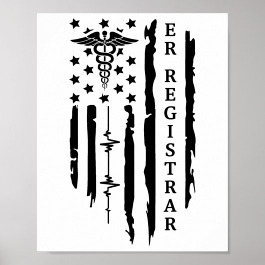 Funny Patriotic Er Registrar Nurse Gift Usa Flag 4 Poster (Vorne)