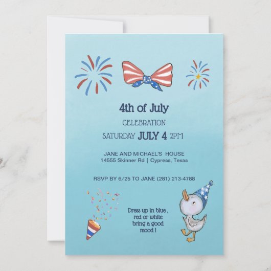 Funny Patriotic Gans Red, White and Loose Einladung (Rückseite)