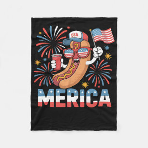Funny Patriotic Hotdog merica Style 4. Juli Bb Fleecedecke