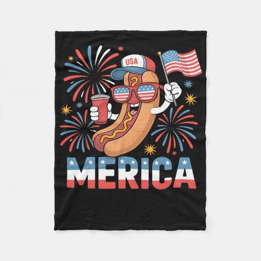 Funny Patriotic Hotdog merica Style 4. Juli Bb Fleecedecke (Vorderseite)