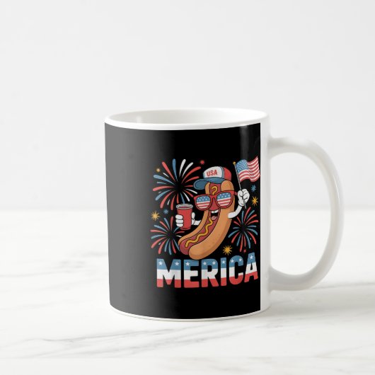 Funny Patriotic Hotdog Merica Style 4. Juli Bb Kaffeetasse (Rechts)