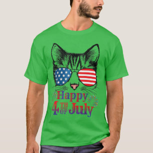 Funny Patriotic Katze Happy 4. Juli Unabhängigkeit T-Shirt
