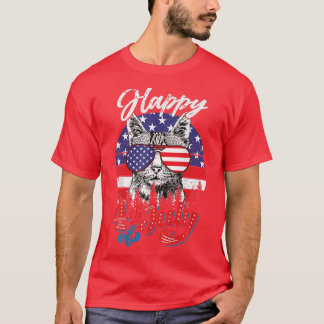 Funny Patriotic Katze Happy 4. Juli Unabhängigkeit T-Shirt