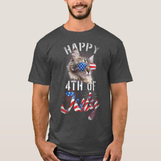Funny Patriotic Katze Happy 4. Juli Unabhängigkeit T-Shirt