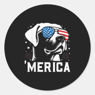 Funny Patriotic Labrador Retriever Merica Happy 4t Runder Aufkleber