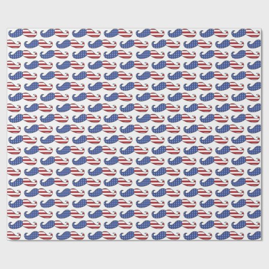 Funny Patriotic Mustache Pattern Geschenkpapier (Flach)