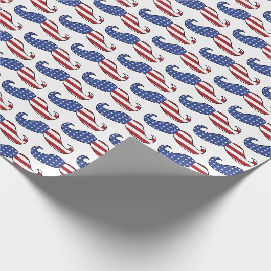 Funny Patriotic Mustache Pattern Geschenkpapier (Ecke)