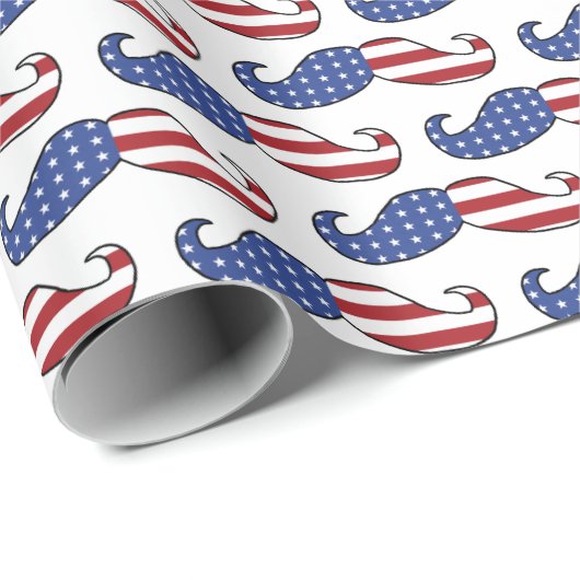 Funny Patriotic Mustache Pattern Geschenkpapier (Rolleneckpunkt)