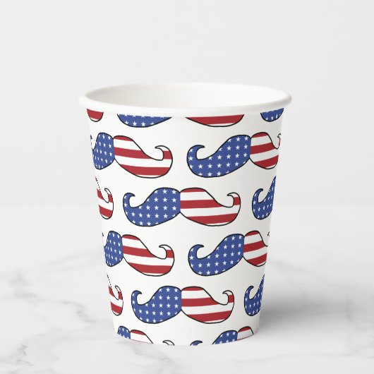 Funny Patriotic Mustache Pattern Pappbecher (Vorderseite)