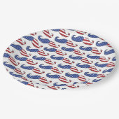 Funny Patriotic Mustache Pattern Pappteller (Schrägansicht)